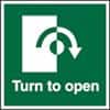 Exit Sign Turn To Open with Clockwise Arrow Plastic 15 x 15 cm