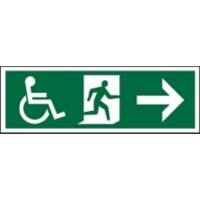 Fire Exit Sign Wheel Chair Right Arrow Vinyl 15 x 45 cm