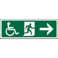 Fire Exit Sign Wheel Chair Right Arrow Plastic 15 x 45 cm