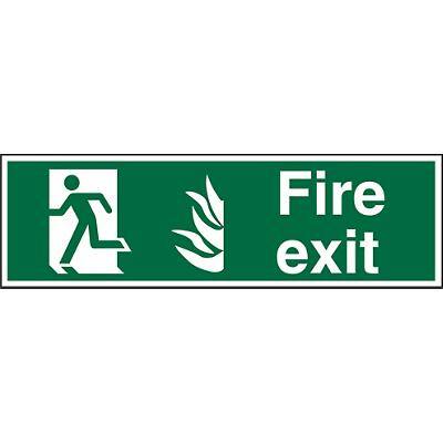 Fire Exit Sign with Left Arrow Self Adhesive Plastic Green 20 x 60 cm