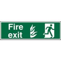 Fire Exit Sign with Right Arrow Self Adhesive Plastic 15 x 45 cm