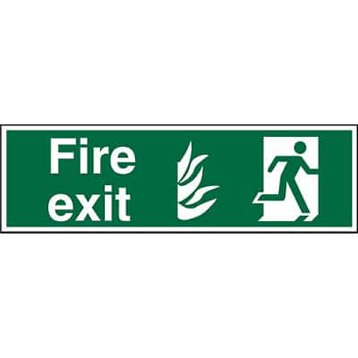 Fire Exit Sign with Right Arrow Self Adhesive Plastic 15 x 45 cm