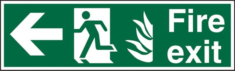 Fire Exit Sign Left Arrow Adhesive Vinyl 15 x 45 cm