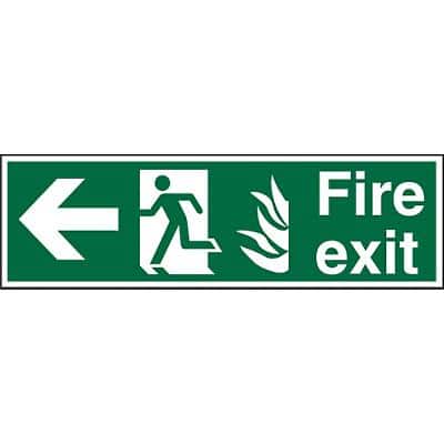Fire Exit Sign with Left Arrow Vinyl 15 x 45 cm