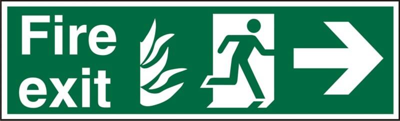 Fire Exit Sign Right Arrow Adhesive Plastic 15 x 45 cm