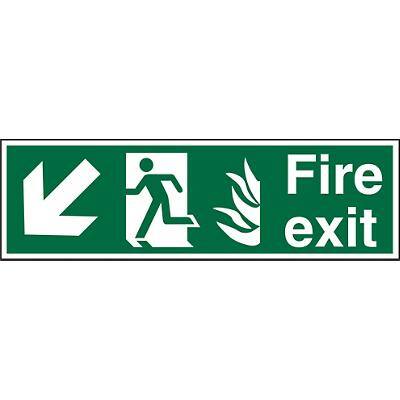 Fire Exit Sign with Down Left Arrow Vinyl 15 x 45 cm