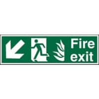 Fire Exit Sign Down Left Arrow Adhesive Plastic 15 x 45 cm