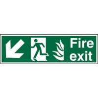 Fire Exit Sign with Down Left Arrow Plastic 20 x 60 cm