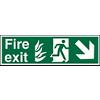 Fire Exit Sign Down Right Arrow Vinyl 15 x 45 cm