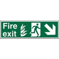 Fire Exit Sign Down Right Arrow Adhesive Vinyl 20 x 60 cm