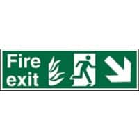 Fire Exit Sign with Down Right Arrow Plastic 15 x 45 cm