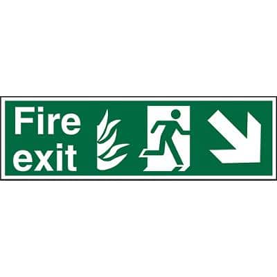 Fire Exit Sign with Down Right Arrow Plastic 20 x 60 cm