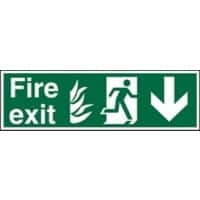 Fire Exit Sign Down Arrow Adhesive Vinyl 15 x 45 cm