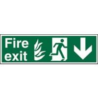 Fire Exit Sign with Down Arrow Vinyl 15 x 45 cm