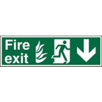 Fire Exit Sign with Down Arrow Vinyl 20 x 60 cm