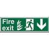 Fire Exit Sign with Down Arrow Vinyl 20 x 60 cm