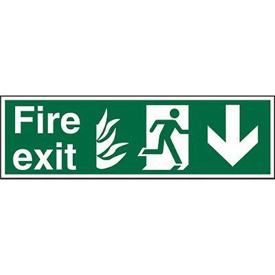 Fire Exit Sign with Down Arrow Plastic 20 x 60 cm