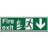 Fire Exit Sign with Down Arrow Plastic 15 x 45 cm