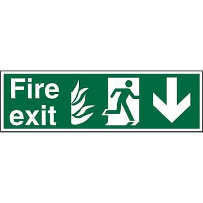 Fire Exit Sign with Down Arrow Plastic 15 x 45 cm