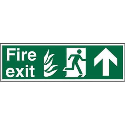 Fire Exit Sign with Up Arrow Self Adhesive Plastic 15 x 45 cm