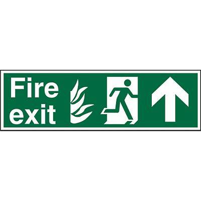 Fire Exit Sign with Up Arrow Self Adhesive Plastic 20 x 60 cm