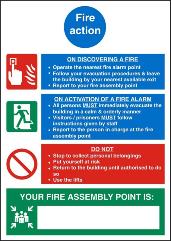 Fire Information Sign Fire Action Adhesive Vinyl 20 x 15 cm