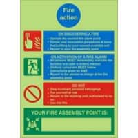 Fire Information Sign Fire Action Adhesive Vinyl 30 x 20 cm