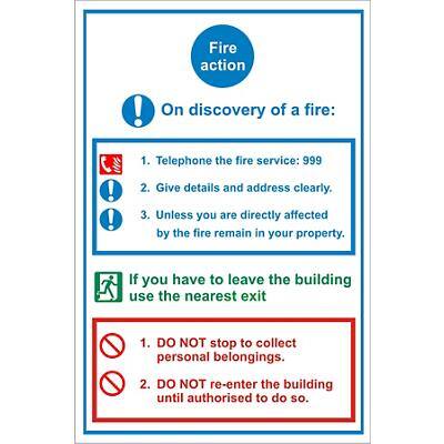 Fire Action Sign On Discovery of Fire Vinyl 20 x 15 cm