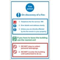 Fire Information Sign Fire Action On Discovery of Fire Adhesive Plastic 30 x 20 cm