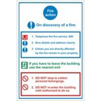 Fire Action Sign On Discovery of Fire Self Adhesive Plastic 30 x 20 cm