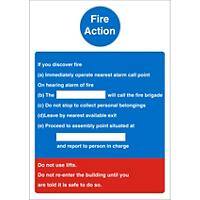 Fire Action Sign Self Adhesive Vinyl Assorted 20 x 15 cm