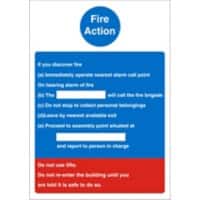 Fire Information Sign Fire Action Adhesive Vinyl 20 x 15 cm