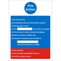 Fire Action Sign Self Adhesive Vinyl Assorted 20 x 15 cm