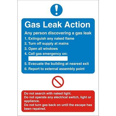 Fire Sign Gas Leak Vinyl 20 x 15 cm