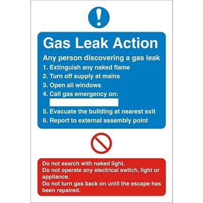 Fire Sign Gas Leak Vinyl 30 x 20 cm