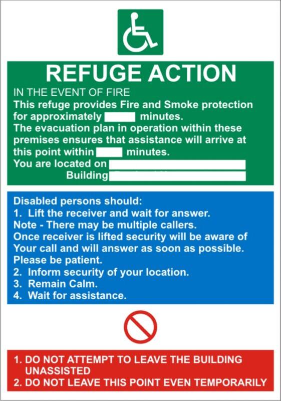 Fire Information Sign Refuge Action Adhesive Vinyl 20 x 15 cm