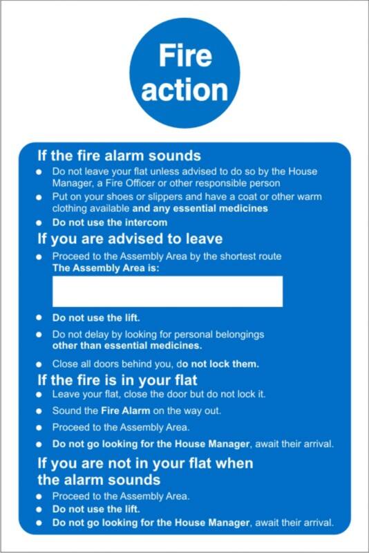 Fire Information Sign Fire Action Adhesive Vinyl 30 x 20 cm