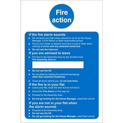 Fire Action Sign for Care Homes Plastic 20 x 15 cm