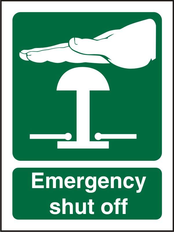 Mandatory Sign Shut Off Adhesive Plastic 10 x 7.5 cm