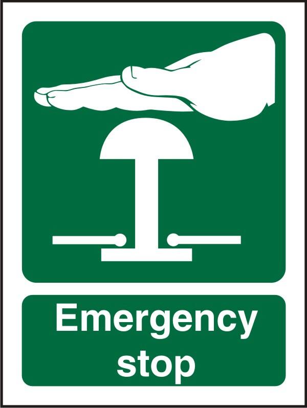 Fire Information Sign Emergency Stop Adhesive Vinyl 10 x 7.5 cm