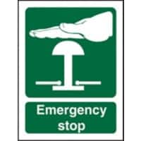 Fire Sign Emergency Stop Self Adhesive Plastic Green 10 x 7.5 cm