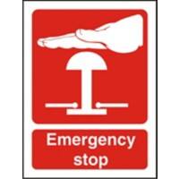 Fire Sign Emergency Stop Self Adhesive Plastic Red 20 x 15 cm