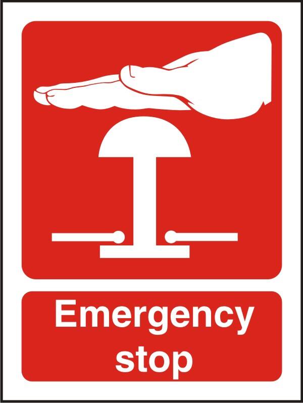 Fire Information Sign Emergency Stop Adhesive Plastic 10 x 7.5 cm