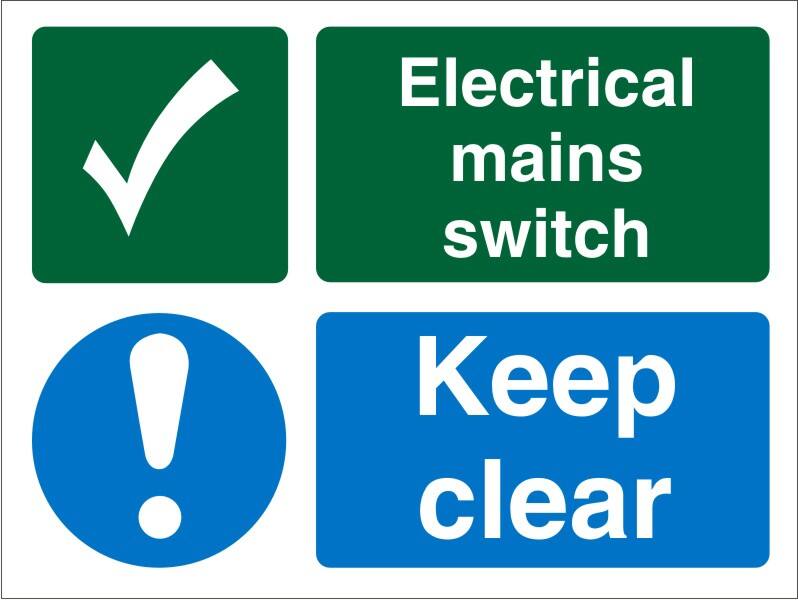 Fire Information Sign Mains Switch Adhesive Plastic 7.5 x 10 cm