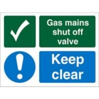 Mandatory Sign Gas Mains Shut Off Vinyl 7.5 x 10 cm