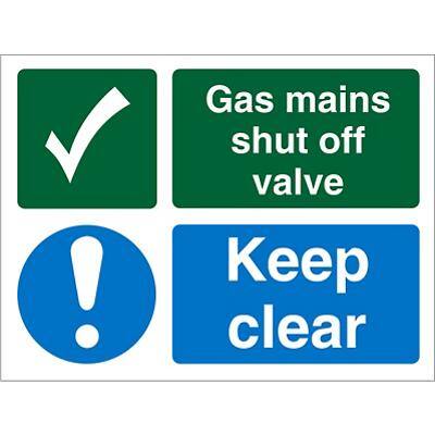Mandatory Sign Gas Mains Shut Off Vinyl 15 x 20 cm