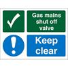 Mandatory Sign Gas Mains Shut Off Plastic 7.5 x 10 cm