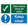 Mandatory Sign Gas Mains Shut Off Plastic 15 x 20 cm