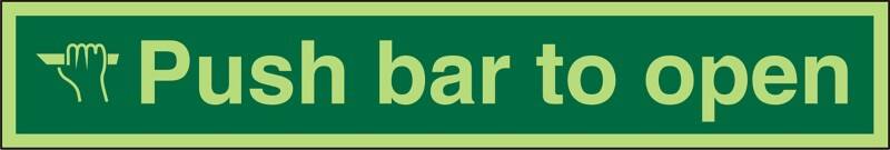 Safety Sign Push Bar To Open Adhesive Vinyl 7.5 x 45 cm