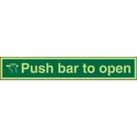 Safety Sign Push Bar To Open Adhesive Plastic 10 x 60 cm